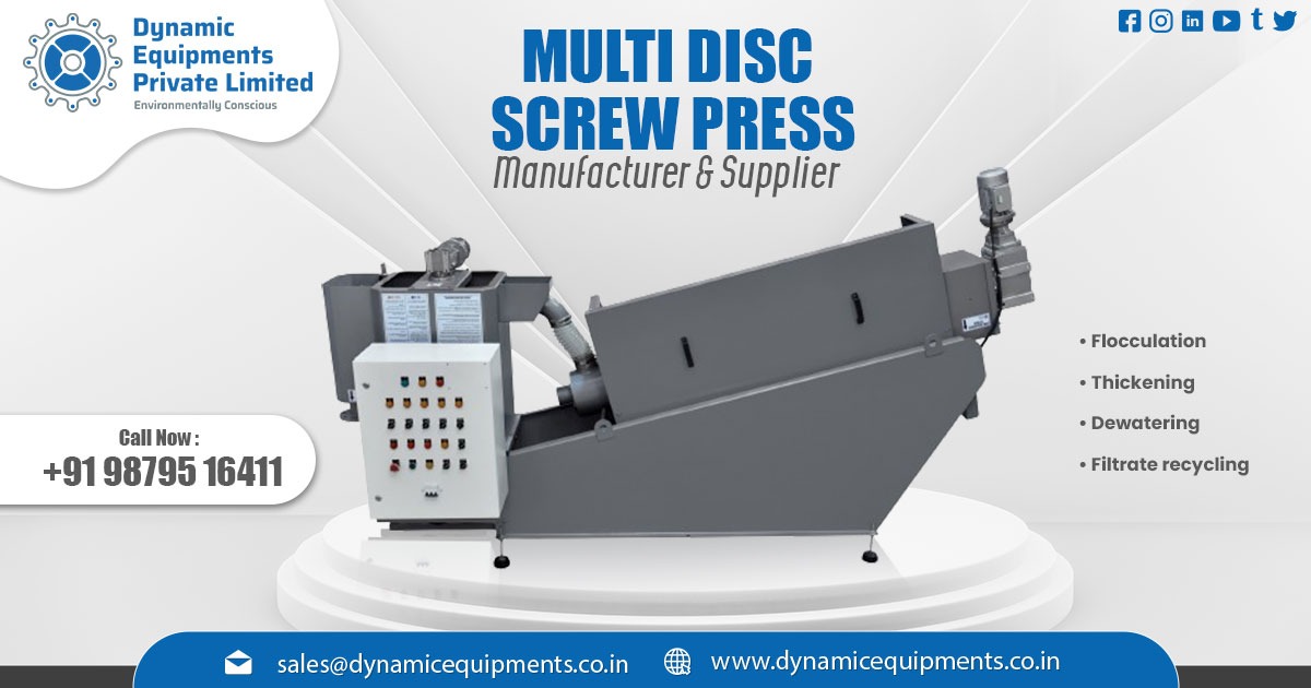 Multi Disc Screw Press Sludge Dewatering Machine Manufacturer and Supplier