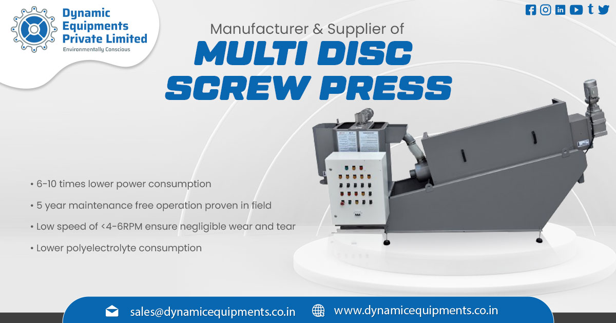 Manufacturer of Multi Disc Screw Press Sludge Dewatering System