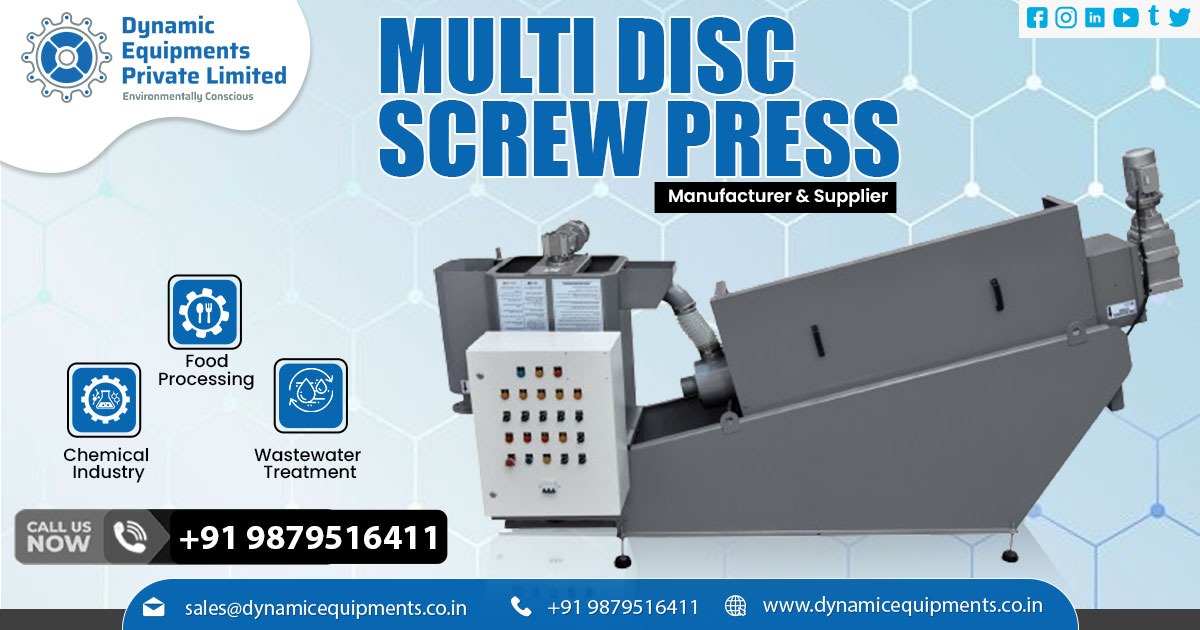 Manufacturer of Multi-Disc Sludge Dewatering Screw Press Machine