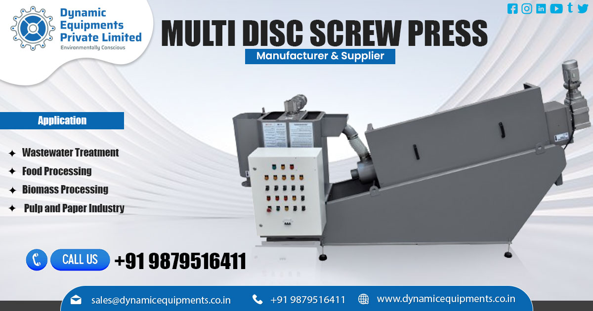 Supplier of SS Multi Disc Screw Press Dewatering System