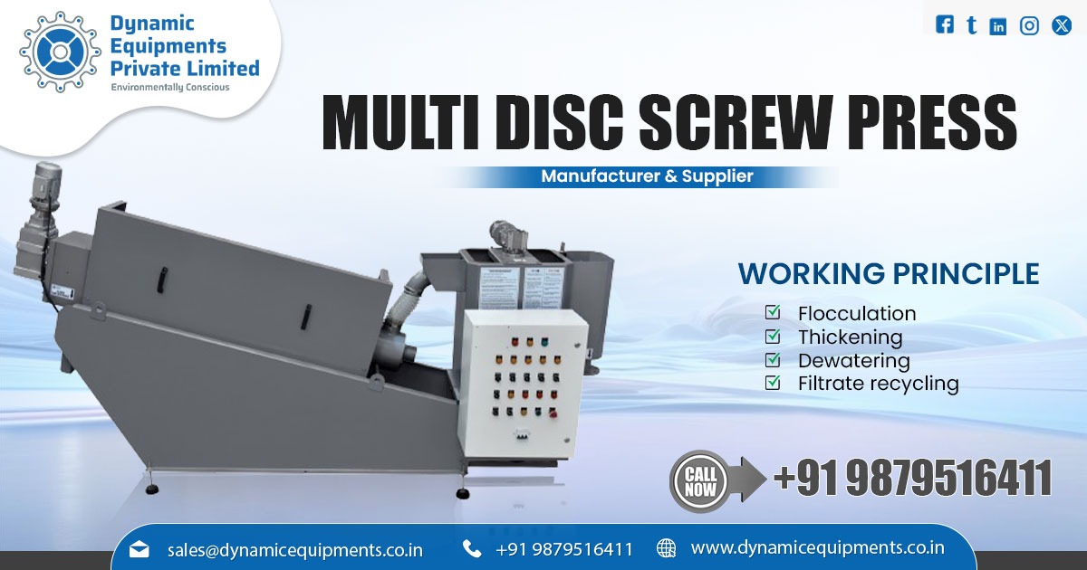 Manufacturer of Multi Disc Screw Press for Industrial Sludge