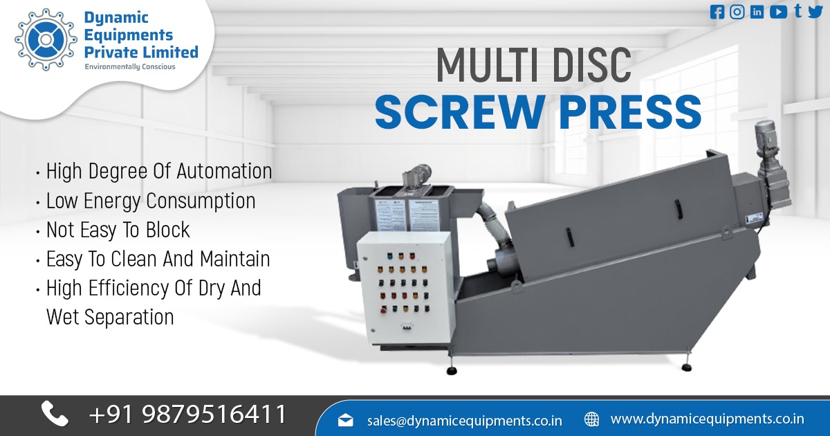 Compact Multi-Disc Screw Press for Wastewater Treatment