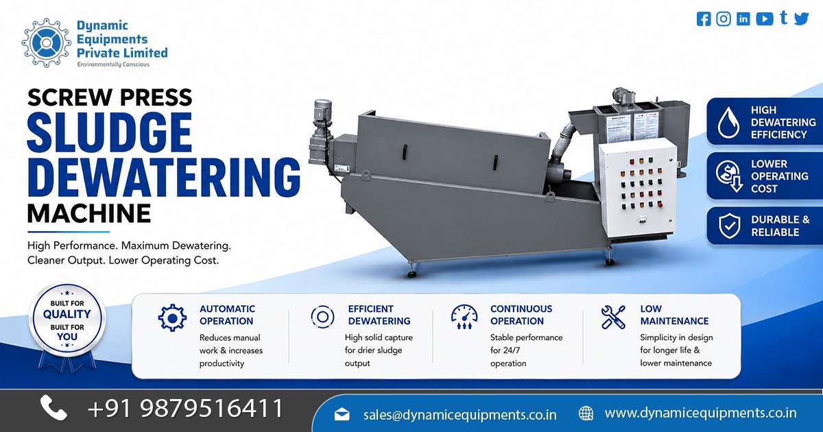 Screw Press Sludge Dewatering Machine for STP and ETP